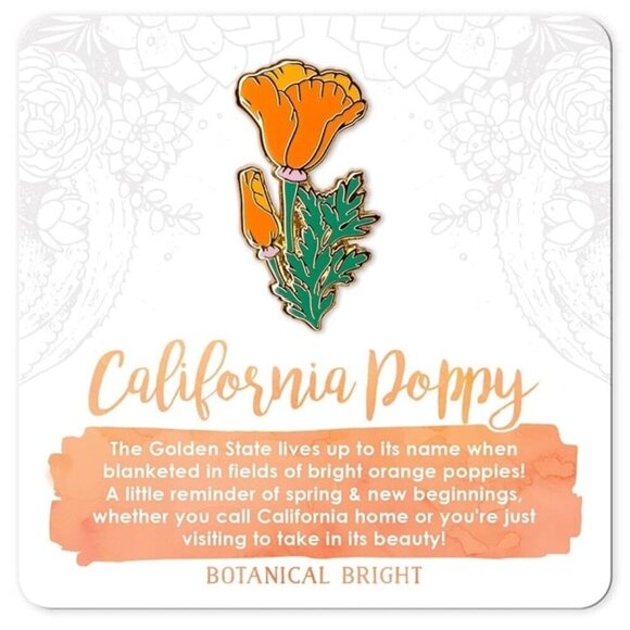California Poppy Enamel Pin (Version 2) -‎ California State Flower Brooch - Picture 1 of 3